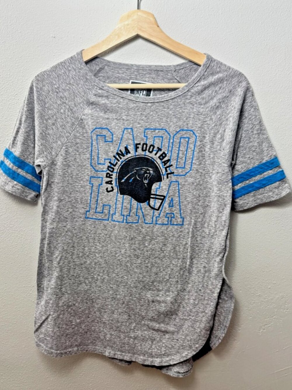 NFL Team Apparel Small Carolina Football Gray with Blue Stripes Women Shirt